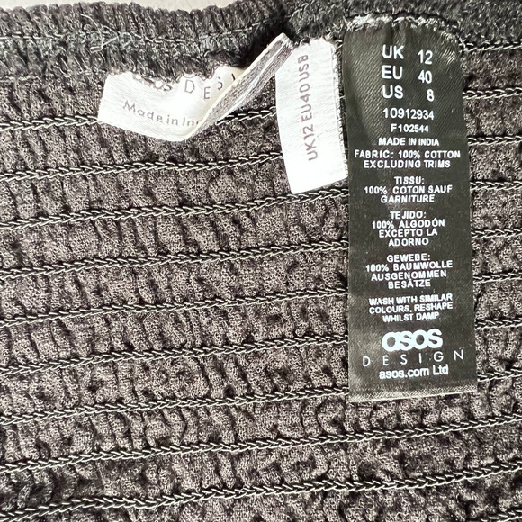 ASOS Tie Front 100% Cotton Spaghetti Strap Festival Crop Top Black 8 - Picture 6 of 6